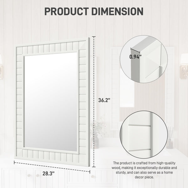 Rectangular Wood Framed Wall Mirror 37"x28"
