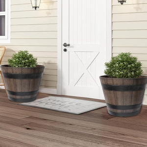 Large Plastic Whiskey Barrel Planters 2 Pack