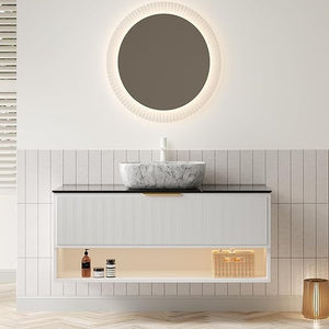 60" Floating Bathroom Vanity with Double Sink & Sintered Stone Top