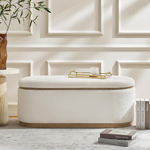 Modern Chenille Upholstered Storage Bench