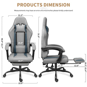 Breathable Fabric Gaming Chair with Footrest