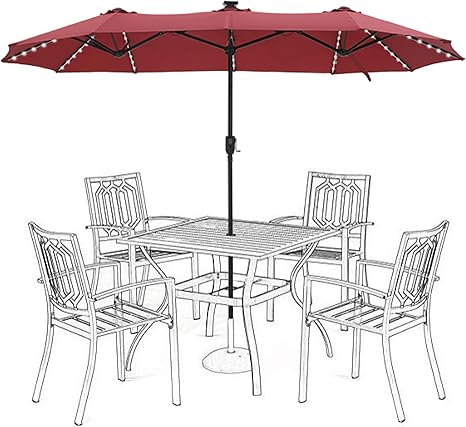13 ft Double-Sided Patio Umbrella with 120 LED Solar Lights