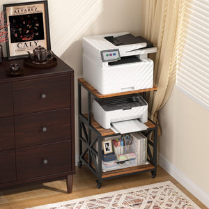 Printer Stand with Lockable Wheels & 3-Tier Storage Shelf