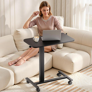 Adjustable Overbed Table with Wheels & Pneumatic Lift