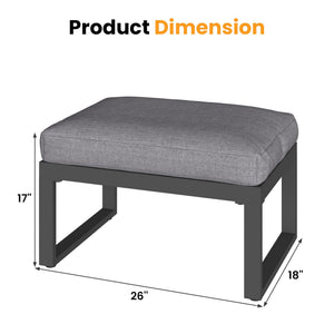 2-Piece Aluminum Outdoor Patio Ottoman Set - Grey