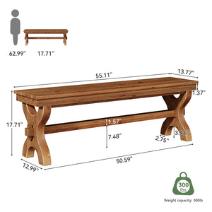 Solid Wood Entryway Bench – 55" Farmhouse Style