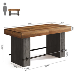 62.2" Industrial Counter Height Bar Table