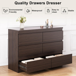 6-Drawer Wood Dresser with Deep Storage