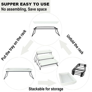 3-Tier Serving Tray Set – White Melamine Platters for Party & Buffet