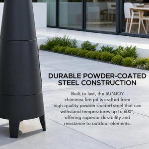 2-in-1 Chiminea Fire Pit & Grill, 57" Tall Outdoor Fireplace