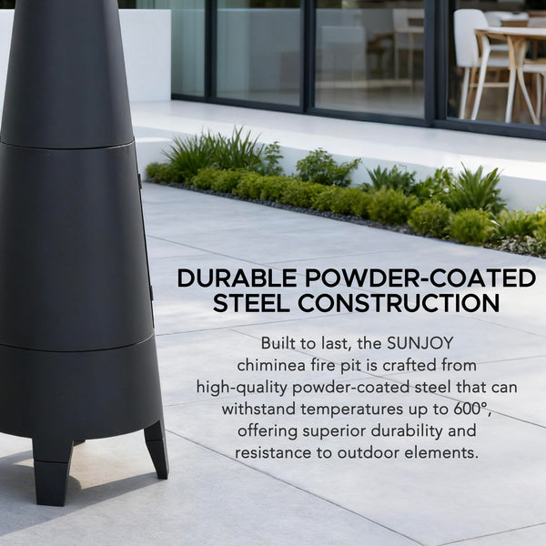 2-in-1 Chiminea Fire Pit & Grill, 57" Tall Outdoor Fireplace