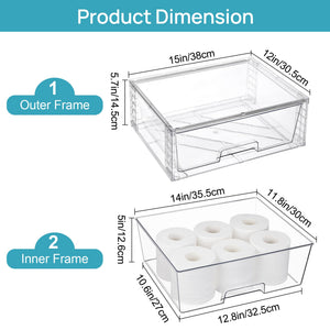 Clear Stackable Storage Drawers with Handles – 15" Wide Acrylic Organizer Bins