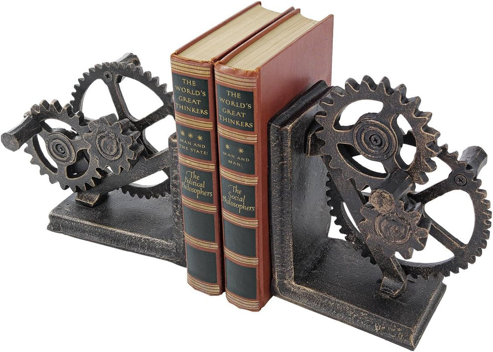 Industrial Gear Sculptural Iron Bookends
