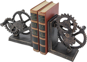 Industrial Gear Sculptural Iron Bookends