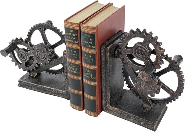 Industrial Gear Sculptural Iron Bookends