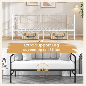 Twin Metal Daybed Frame with Headboard and Storage
