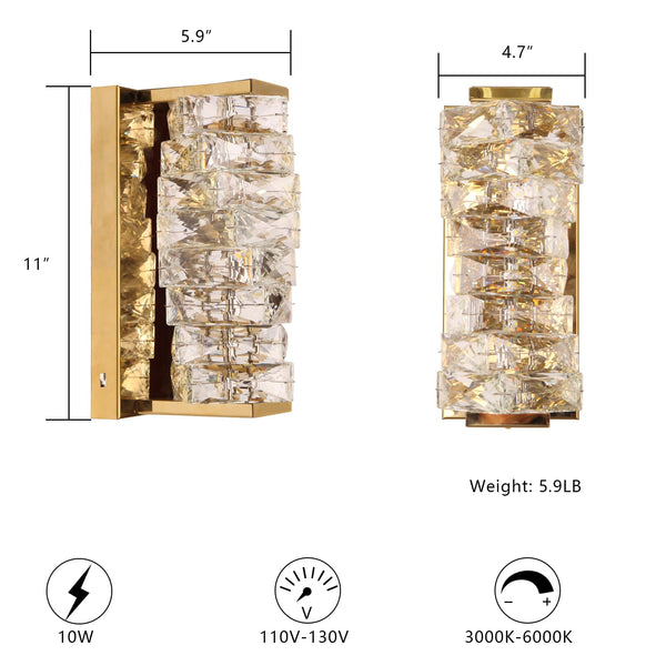 Modern Dimmable LED Crystal Wall Sconce