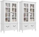 63" Tall Bookshelf with Glass Doors & Drawers