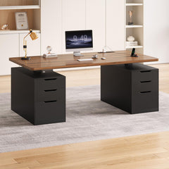 Electric Standing Desk with Drawers & Power Outlets – 55 Inch Adjustable Height