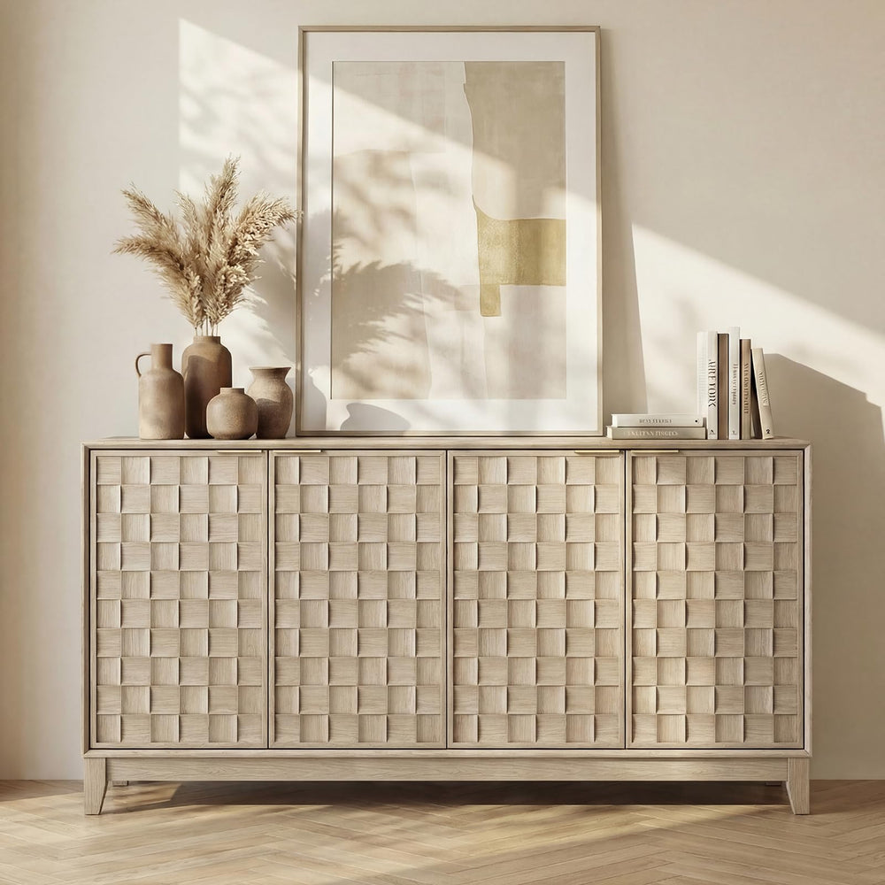 60" Sideboard Buffet Cabinet with 4 Doors & Adjustable Shelves