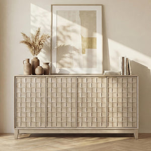 60" Sideboard Buffet Cabinet with 4 Doors & Adjustable Shelves