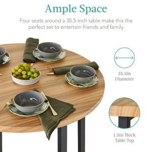5-Piece Round Counter Height Dining Set with 4 Chairs