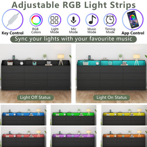 9-Drawer Dresser with LED Lights & Charging Station