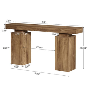 63-Inch Farmhouse Console Table with Wood Finish