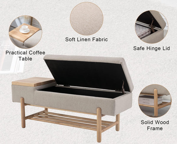 Entryway Storage Bench with Shoe Shelf