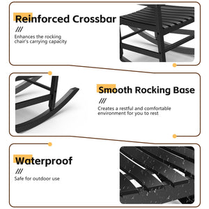 Outdoor Resin Rocking Chair Set of 2 – High Back Porch Rocker