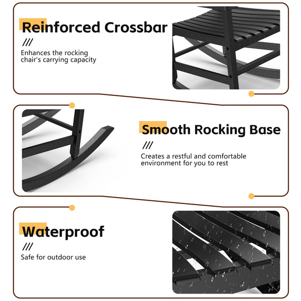 Outdoor Resin Rocking Chair Set of 2 – High Back Porch Rocker