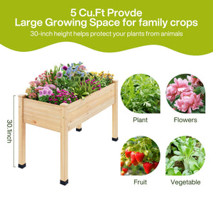 Wood Raised Garden Bed with Legs & Liner