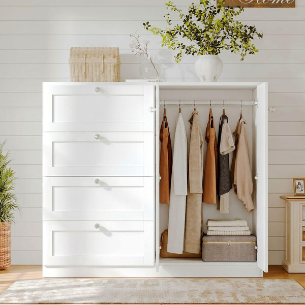 Armoire Wardrobe Closet with 4 Drawers & 2 Doors