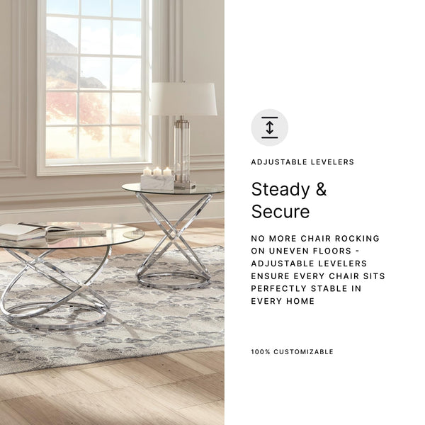 Chrome Round 3-Piece Coffee Table and End Table Set