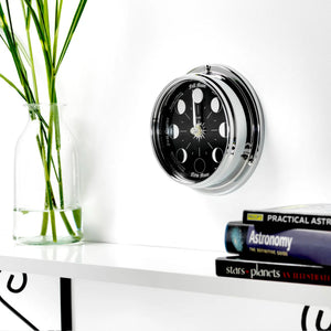 Handmade Moon Phase Wall Clock – Chrome Plated with Mirrored Backdrop
