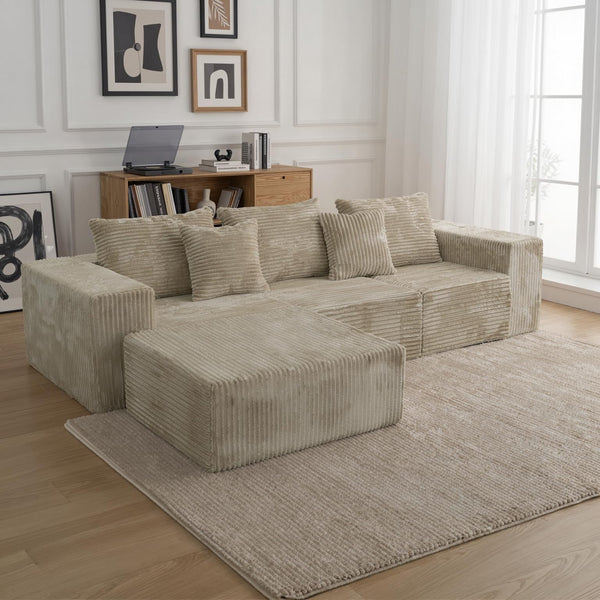L-Shaped Modular Sectional Sofa with Deep Seat