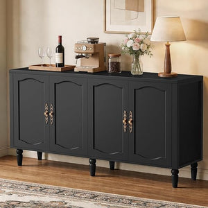 63" Wood Sideboard Buffet Cabinet with Adjustable Shelves