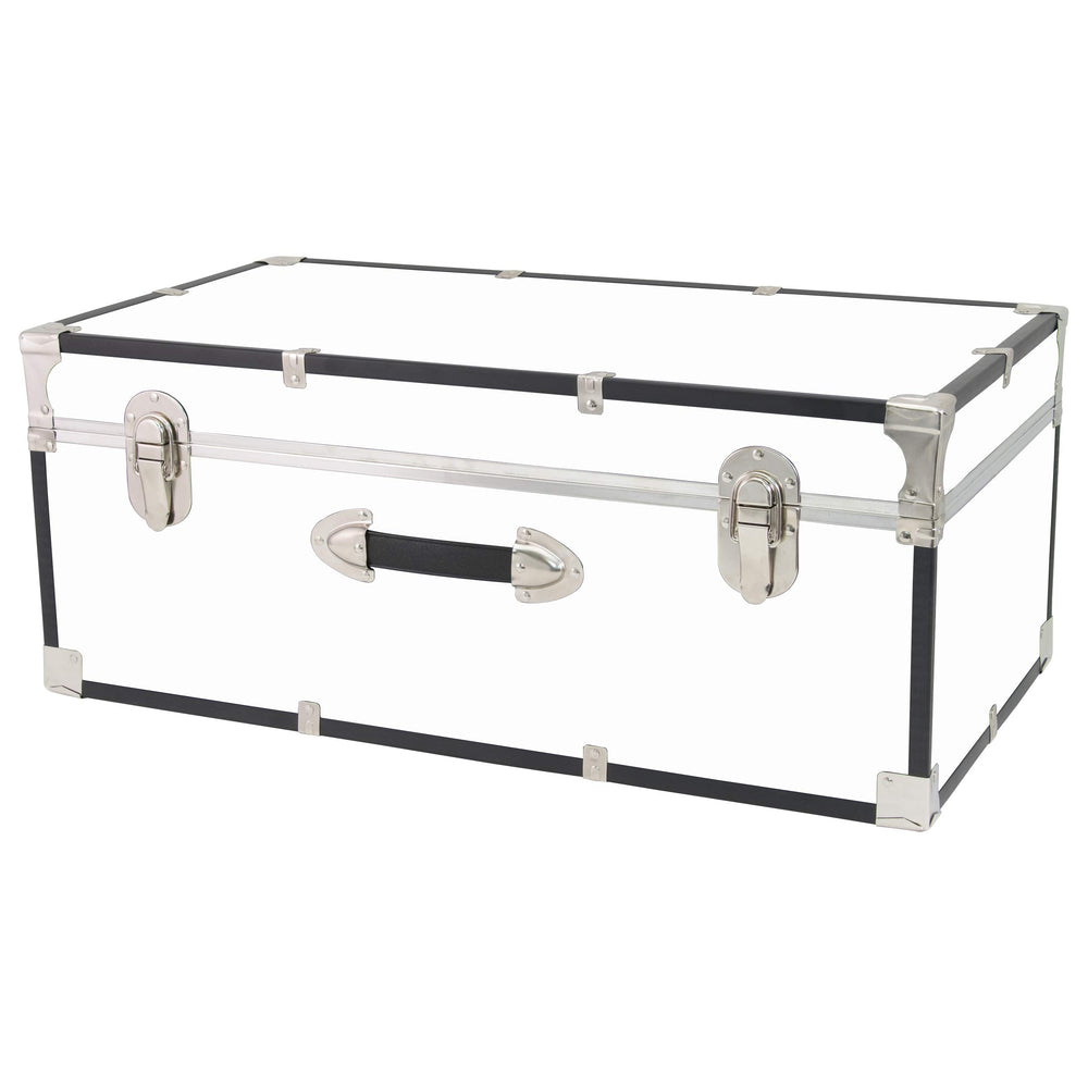 30-Inch Storage Trunk with Latches and Handle – White