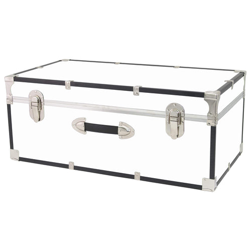 30-Inch Storage Trunk with Latches and Handle – White