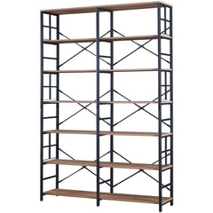 Industrial 7-Tier Double Wide Bookshelf