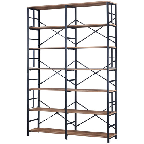 Industrial 7-Tier Double Wide Bookshelf