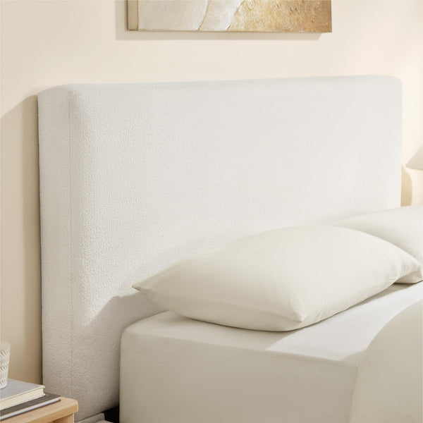 Queen Upholstered Platform Bed Frame with Boucle Fabric