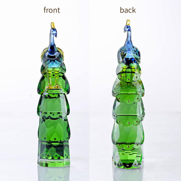 Crystal Peacock Figurine – Handmade K9 Crystal Home Decor Statue