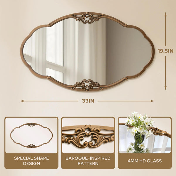 Baroque Gold Wall Mirror – Vertical or Horizontal Hanging