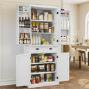 Farmhouse Kitchen Pantry Cabinet with Sliding Racks & Door Shelves