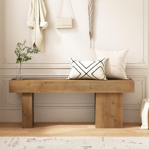 Farmhouse Solid Wood Entryway Bench 47.3"