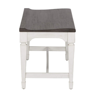 Wood Seat Dining Bench – White with Charcoal Top