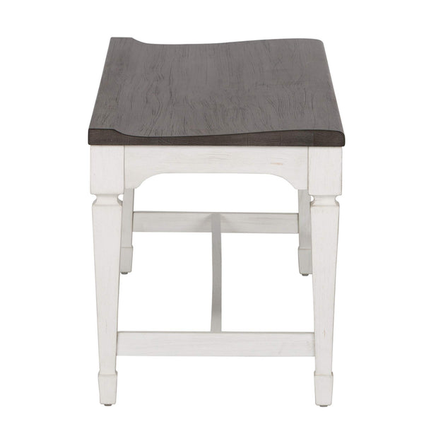 Wood Seat Dining Bench – White with Charcoal Top