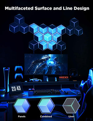 Hexagon LED Wall Light Panels - 10 Pack, Meteor Gray