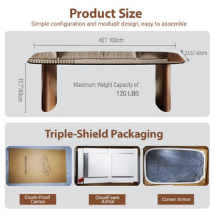 Modern Glass Coffee Table with Wooden Base